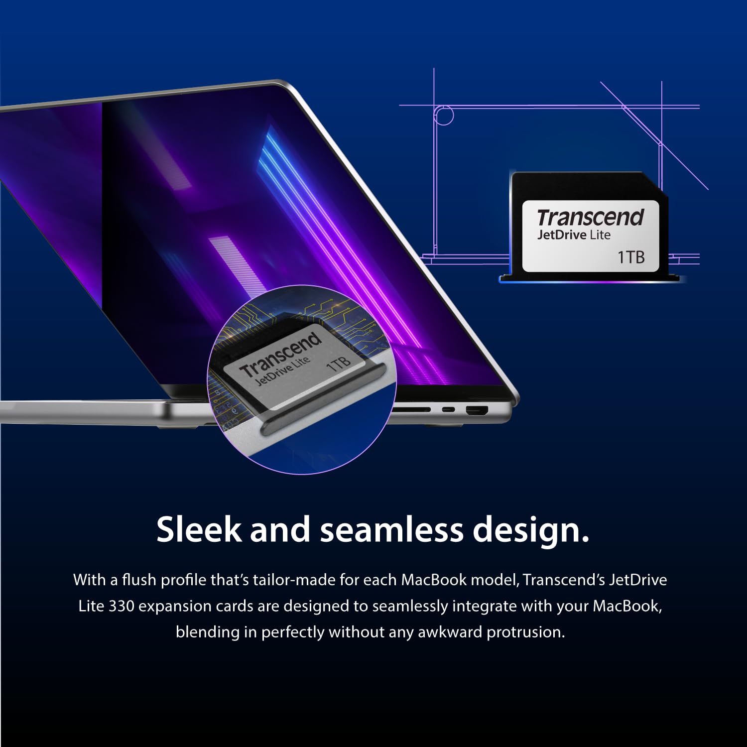 Transcend Japan TS1TJDL330 Extended Memory Card with SD Slot Compatible with 1TB for Macbook Pro 2021 (14