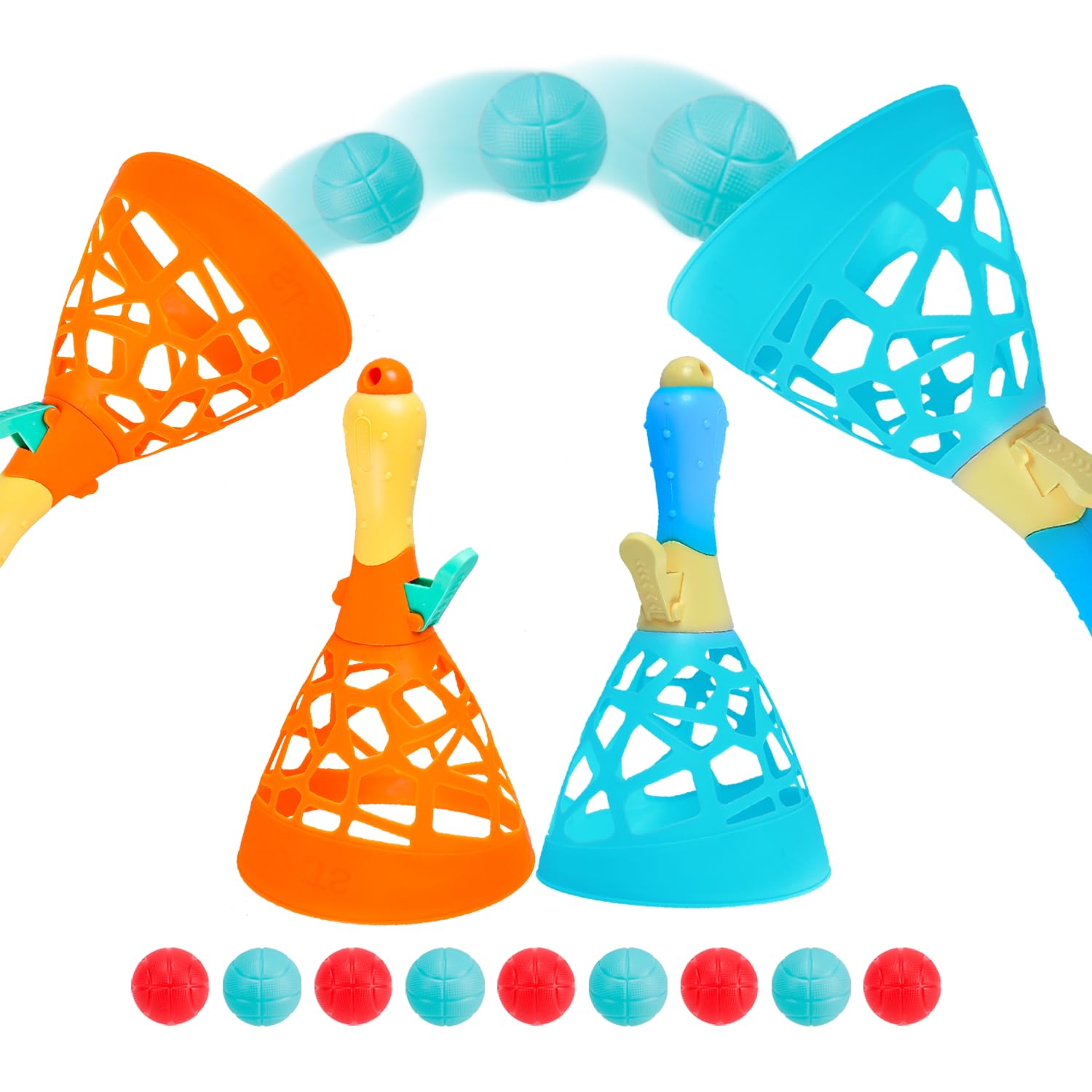 Outdoor Indoor Games Activities for Kids, Pop and Catch Ball Family Games with 2 Launcher Baskets and 10 Balls, Basket Stuffers Birthday Party Gifts Toys for Kids Ages 3 4 5 6 7 8 12+ Years Old — image 1