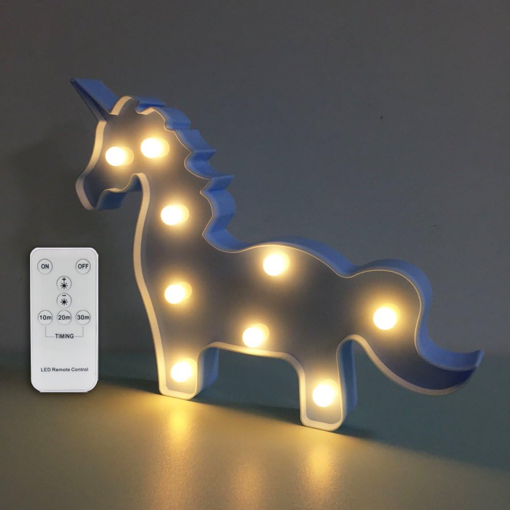 Night Lights for Kids Unicorn Led Night Light Remote with Dimmer Gifts for Kids or Gift Ideas or Baby Room Decor (Unicorn Blue)