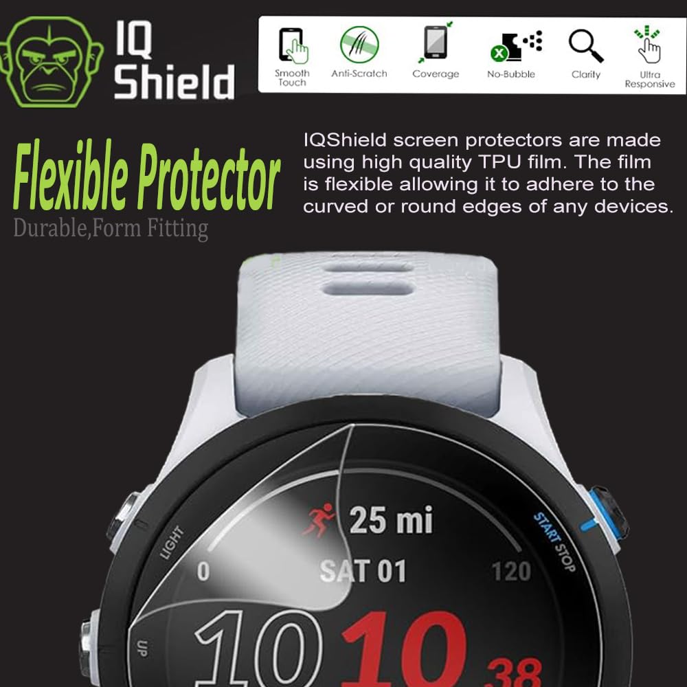 IQShield Screen Protector Compatible with Garmin Forerunner® 265 (6-Pack) Anti-Bubble Clear TPU Film