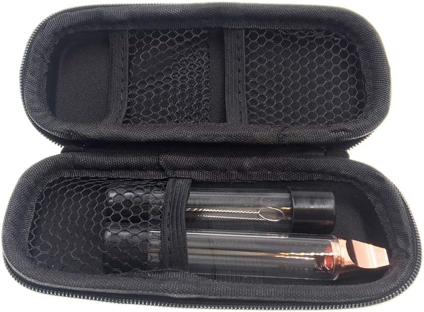 Premium Flat Mouth Glass Tube Tool Set for Dry Herbs with Cleaning Tools & Zipper Case (Rose Gold)