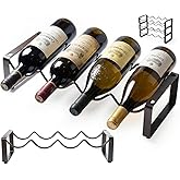 1-Tier Wine Rack for Countertop - Stackable Metal Wine Bottle Holder for 4 Bottles - Free-Standing Wine Organizer & Storage for Cabinet, Pantry, Counter - Dark Copper Wine Bottle Rack by Salvino