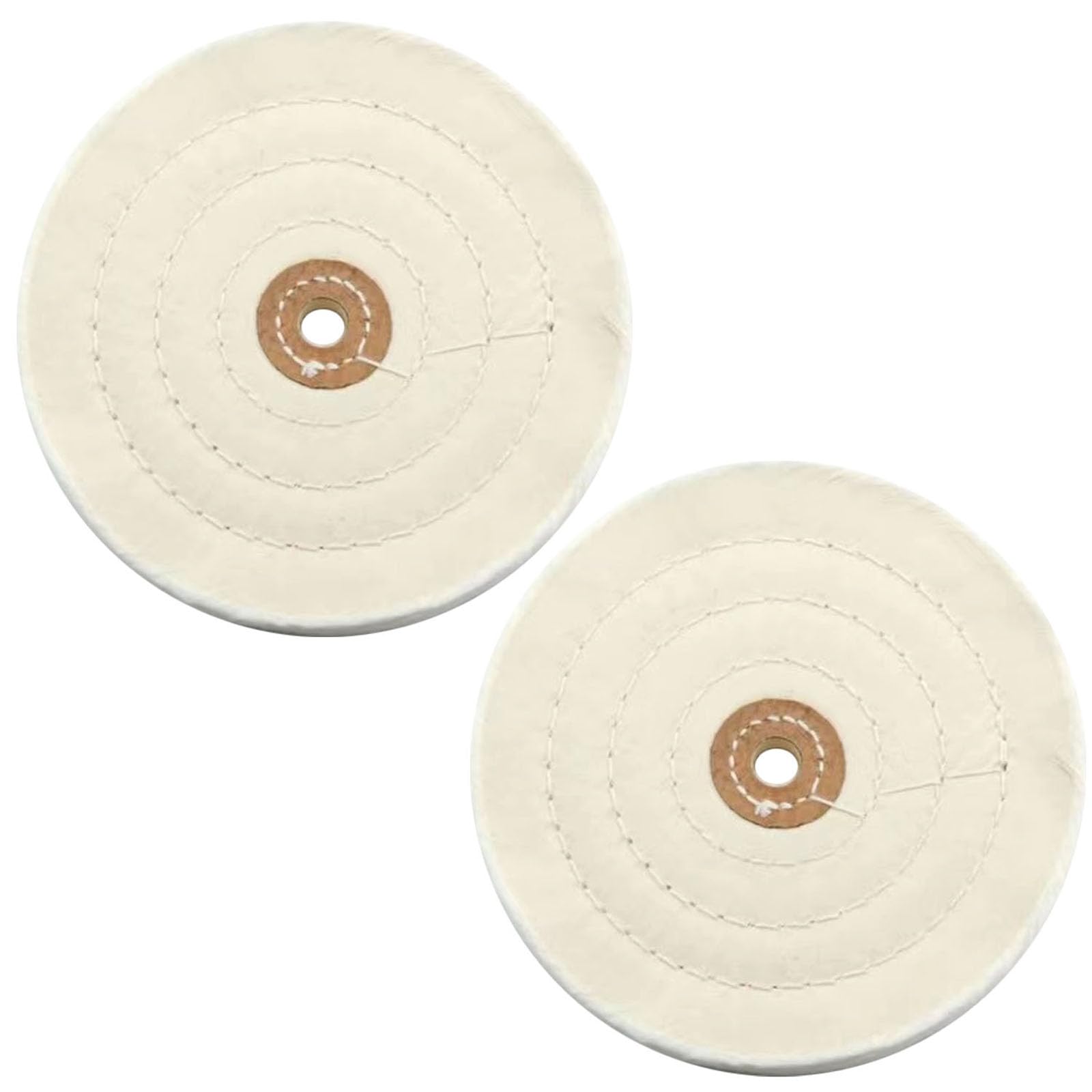 2 PCS Bench Grinder Polisher Cotton Buffing Polishing Wheel 6 inch for Bench Grinder with 1/2" Arbor Hole 50 Ply White Fine Cotton for Wood Metal Jade Jewelry Drill Polishing Kit