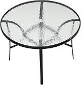 Panana 105cm Round Outdoor Dining Table Parasol Hole Tempered Glass Base Patio view 5