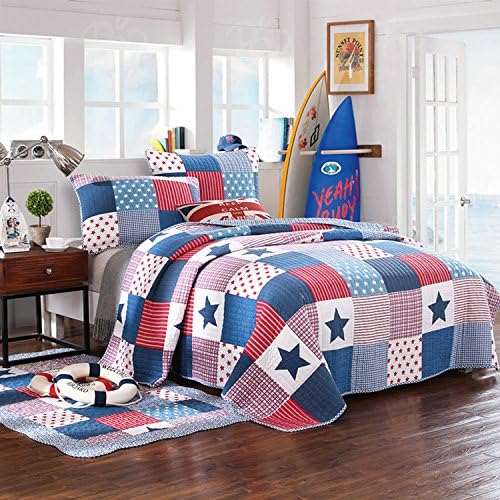 Dodou European Style Quilt American Flag Bedding Set Summer Comforter Full/Queen Size Air Conditioning Quilt Blanket 3pcs