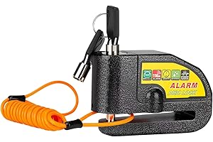 ZIPELO Motorcycle Alarm Disc Brake Lock, Anti-Theft Security 110dB Alarm Sound, Waterproof Wheel Padlock with Keys and Reminder Cable, Auto Accessories for Motorbike, Scooter, Bike, Moped (Black)