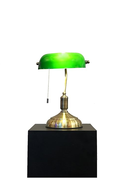 Buy Green Shade with Brass Finish Antique Table Lamp Online at Low