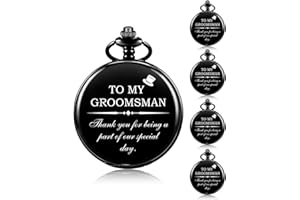 SUDESMO Groomsmen Gift Set of 5 Pieces Best Man Gift for Wedding Groomsman Pocket Watch Proposal Engraved Vintage Pocket Watches for Men