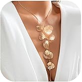 YGBDS Gold Statement Long Necklace for Women Trendy Lariat Necklace Gold Silver Flower Y Necklaces Dainty Dangle Pendant Jewelry for Women