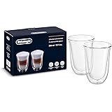 De'Longhi DeLonghi Double Walled Thermo Latte Glasses, Set of 2, 2 Count (Pack of 1), Clear