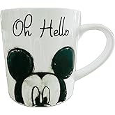 7STAR Oh Hello Mouse Sketch Ceramic Coffee Mug, 16oz, White | Durable, Microwave and Dishwasher Safe | Ergonomic Handle, Ideal for Coffee, Tea, Hot Beverages,