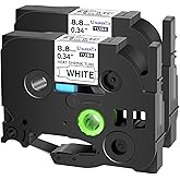 USUPERINK 2 Pack Compatible for Brother Ptouch HSe-221 HSe221 HS-221 HS221 8.8mm Black on White Heat Shrink Tube Label Tape use in PT-D210 PT-D400 PT-E300 PT-E500 PT-P750WVP (0.34''x 4.92ft)