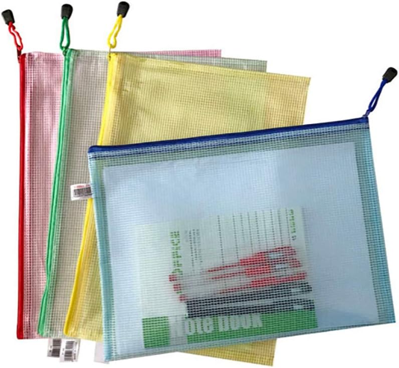 Vikenner 10 Pcs Zipper File Bag Mesh Document Bag Random Color Made Of Pvc Material Can Store Documents And Files In Different Size B6(15 * 19Cm)