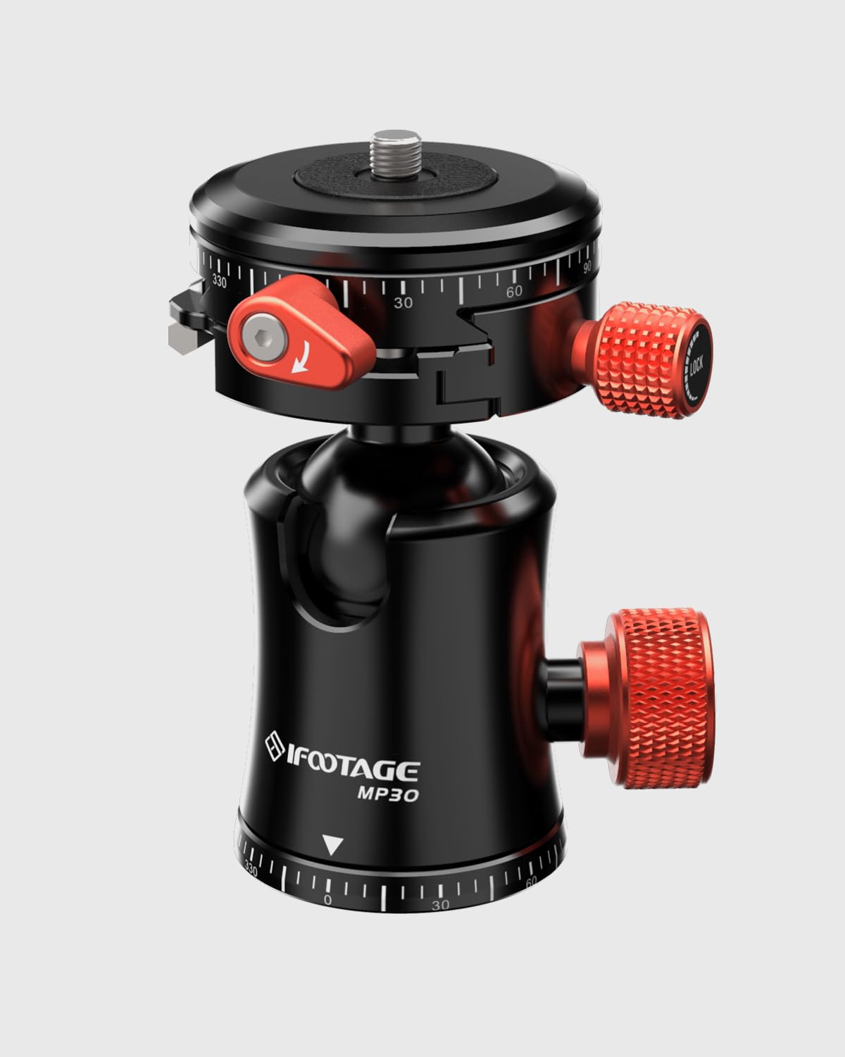 IFOOTAGE Tripod Ball Head Komodo MP30,360° Panoramic Quick Release Plate,Professional Aluminum Ball Head Tripod Mount for Monopod, DSLR,Camcorder,Max. Load 10kg/22lbs