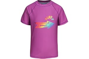 Lollisy Girls Rash Guard Swimsuits Short Sleeve Swim Shirt for Kids Girls One Piece Bathing Suit Swimwear 7-16 Years