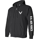zerogravitee U.S. Air Force White Sleeve Print Full-Zip Hooded Sweatshirt