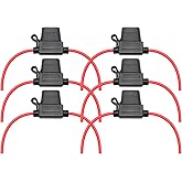 VANTRONIK Portafusibles en línea impermeable, paquete de 6 para fusible estándar de automóvil, cable AWG de calibre 14 UL1015