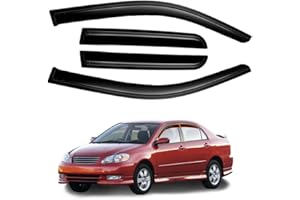 CUSTONEPARTS Window Visors Shade Sun Rain Guards FIT 2003–2008 Toyota Corolla – 4PCS Tape-On Window Deflectors, Smoked Acrylic – Replace OE# 94620