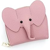 EILB Wallet Card Holder, RFID Blocking Purse,Cute Elephant Small Minimalist Leather Credit for Women, Girls, Ladies (Pink)