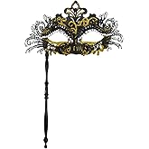Pretishows Masquerade Mask with Stick,Venetian Masks for Women Mardi Gras Decoration Carnival Costume Party