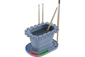 Svartur Collapsible Paint Brush Cleaner Rinse Cup, All-in-one Silicone Paint Brush Holder & Cleaning System,Gray