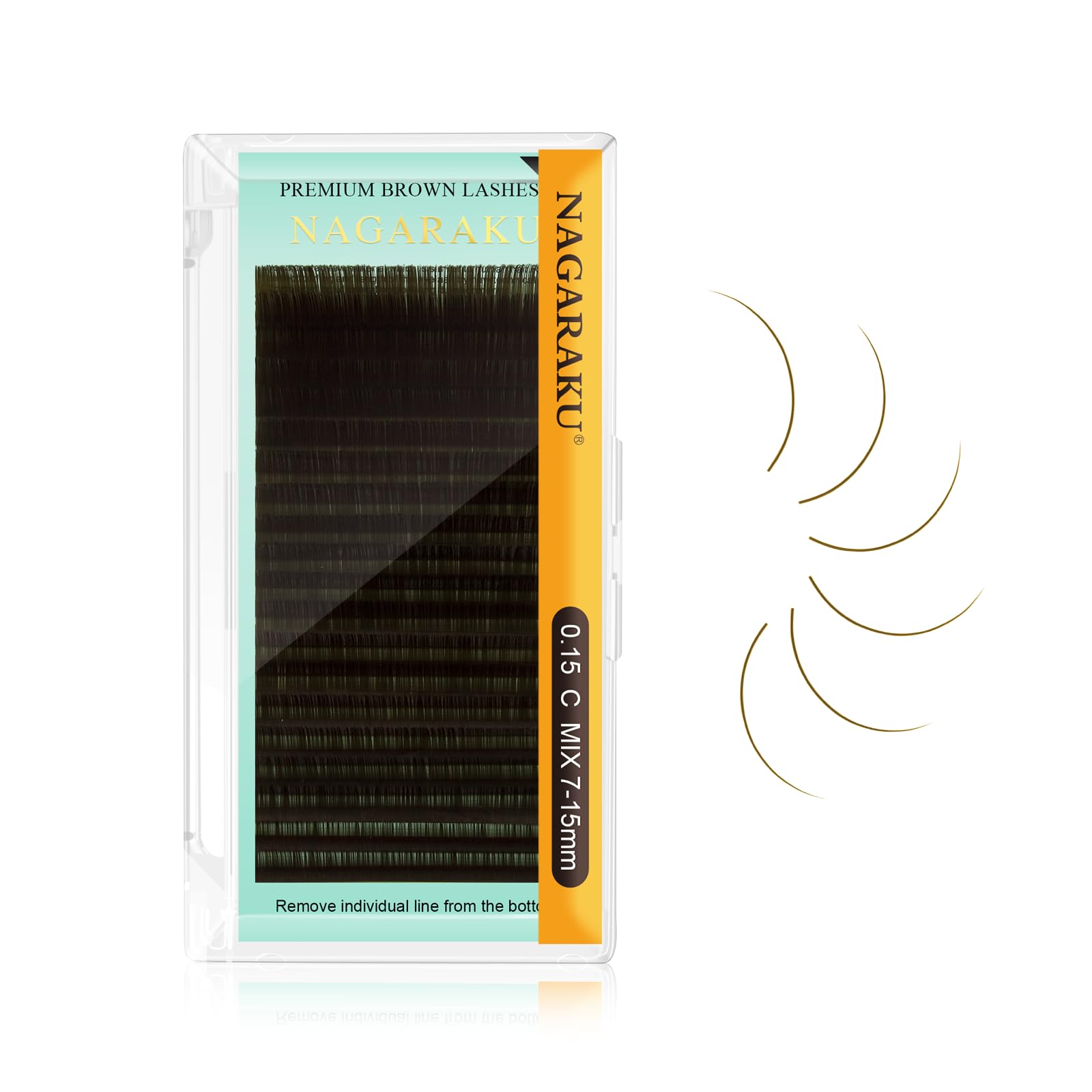 NAGARAKU Natural Brown Colored Eyelash Extensions 0.15mm C Curl 7-15mm Mix Tray Soft Individual Lashes Supplies Classic False Eyelashes Mega Volume 20 Rows Light Brown