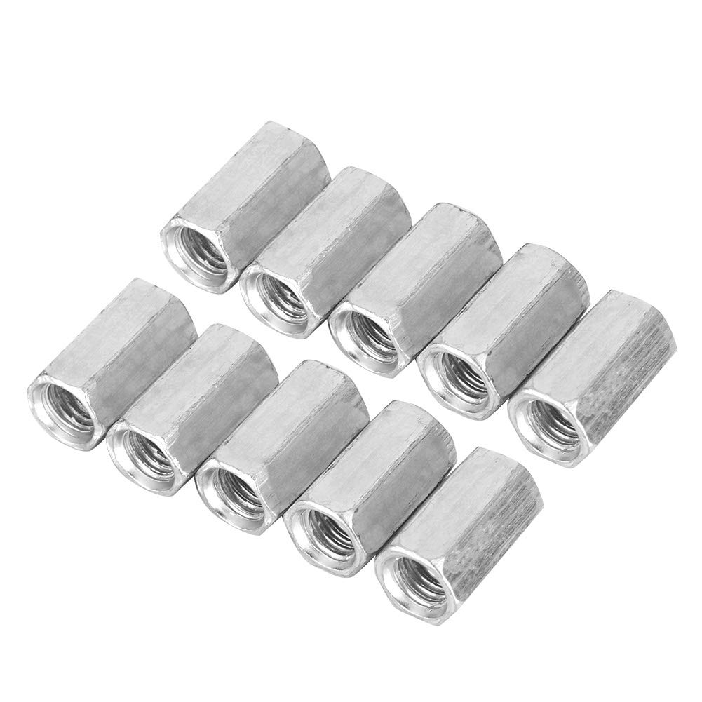 Coupling Nut, Akozon M8 Long Rod Nut 10pcs Metric Hex Coupling Nut Hex Hexagonal Sleeve Nut Standoff Threaded Fasteners Zinc Plated(M8*40)
