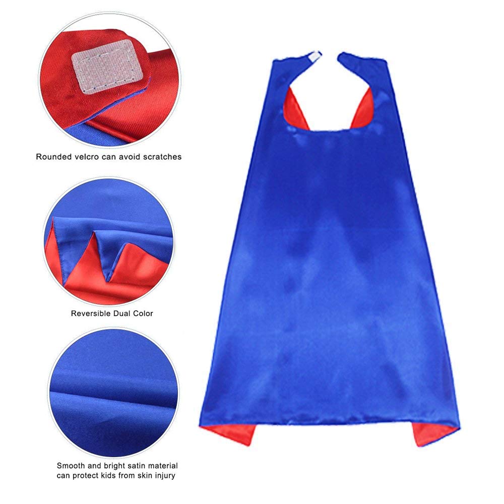 RioRand Product Name Kids Cartoon Dress Up Capes and Masks Reversible Dual Color 10PCS with 1-Pack Pennant Banner Decoration for Boys Girls Birthday,Theme Party Supplies (10p)