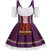 GRAJTCIN Womens Oktoberfest Costume, Velvet German Bavarian Dress for Halloween Carnival