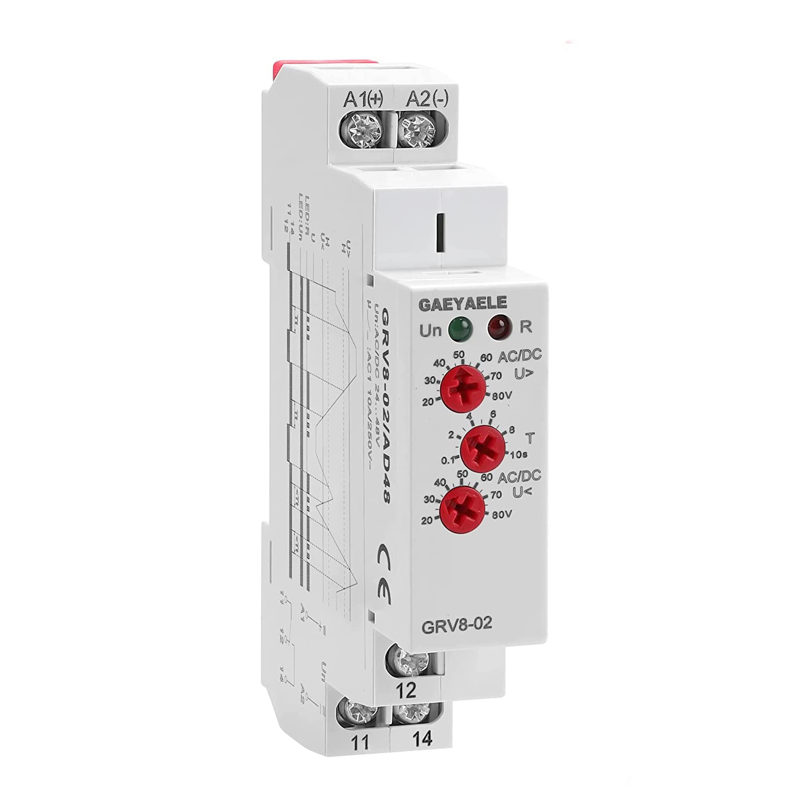 GAEYAELE Voltage Protection Relay AC/DC24V~48V Over-voltage and Under-voltage Protection(GRV8-02,AC/DC24V~48V)