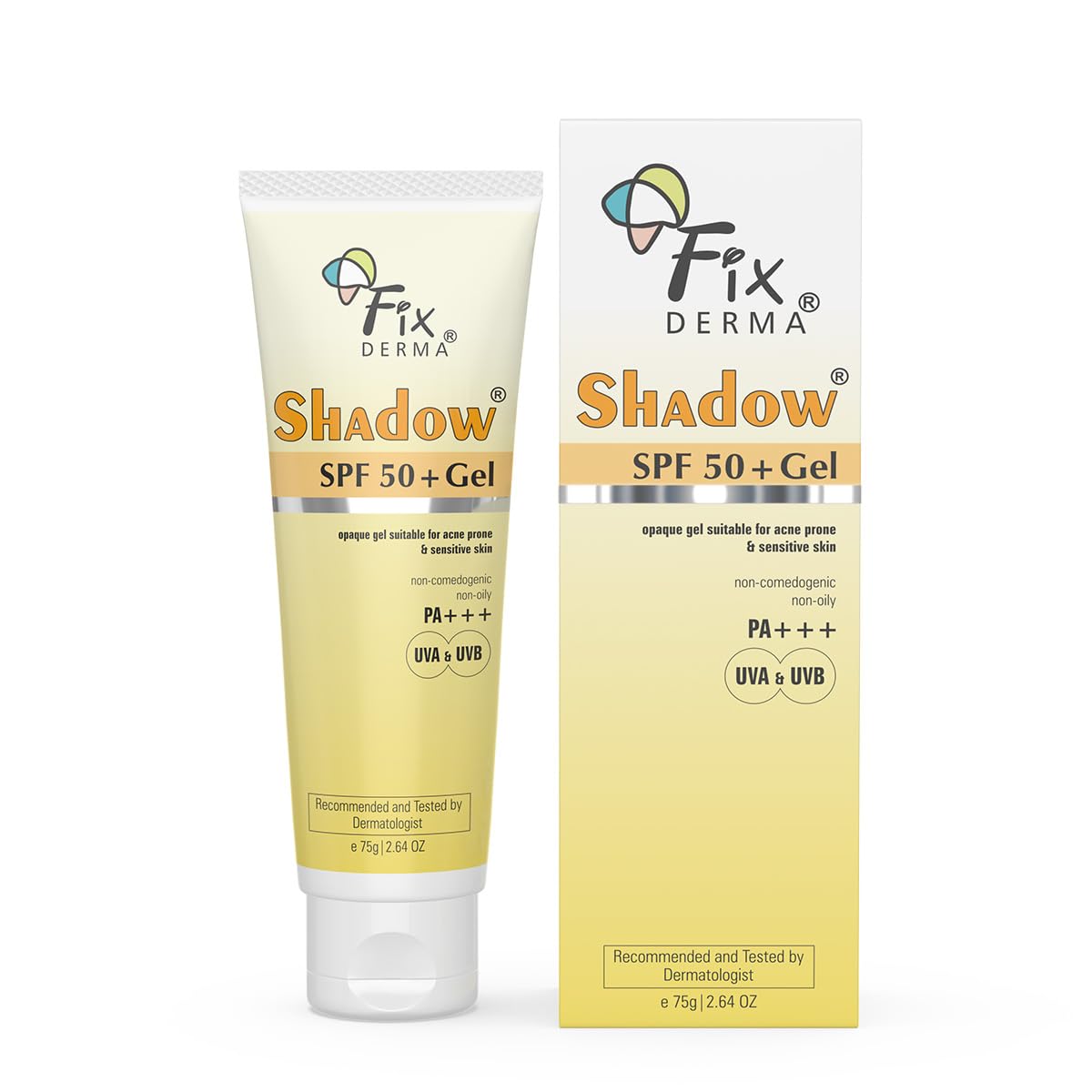 Fixderma Shadow Gel for Oily Skin - SPF 50 Face Sunscreen, Water Resistant Moisturiser - 2.64 OZ