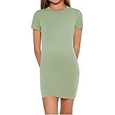 SHENHE Girl's Basic Short Sleeve Crew Neck Bodycon T Shirt Pencil Mini Dresses