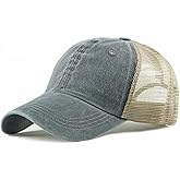 CLAPE Vintage Mesh Baseball Cap Low Profile Trucker Hat for Men Breathable Cotton Summer Cool Hat Outdoor Ball Cap