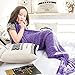 Berinfly Girls Crochet Mermaid Tail Blanket Knitting Handcraft for Kids, All Seasons Sleeping Bag Blanket(55.1'' x 27.6'')(Purple)