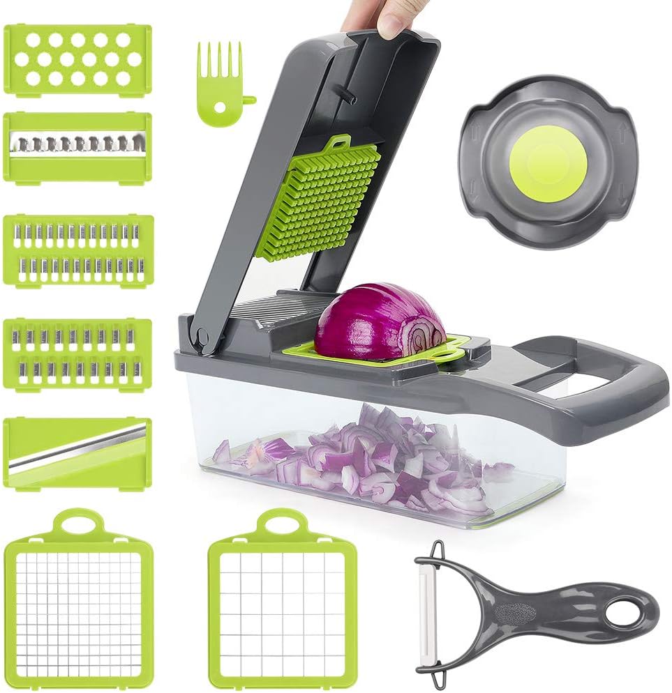 Vegetable Onion Chopper,POWERAXIS 12 in 1 Fruit Cutter Vegetable Slicer