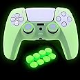 HLRAO Anti Slip Glow in The Dark Protective Silicone Cover Skin Grips Compatible with PS5 Controller,8 PCS Thumb Grips Caps and 2 Grips Caps Glow in The Dark.