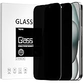 TECHO Privacy Screen Protector for iPhone 16 / iPhone 15 Tempered Glass Film, Full Coverage Edge to Edge, Anti Spy Private, 9H Hardness, 2 Pack, 6.1 Inch