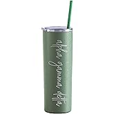 Go Greek Chic Alpha Gamma Delta Laser Engraved Skinny Tumbler with Straw (Pine)
