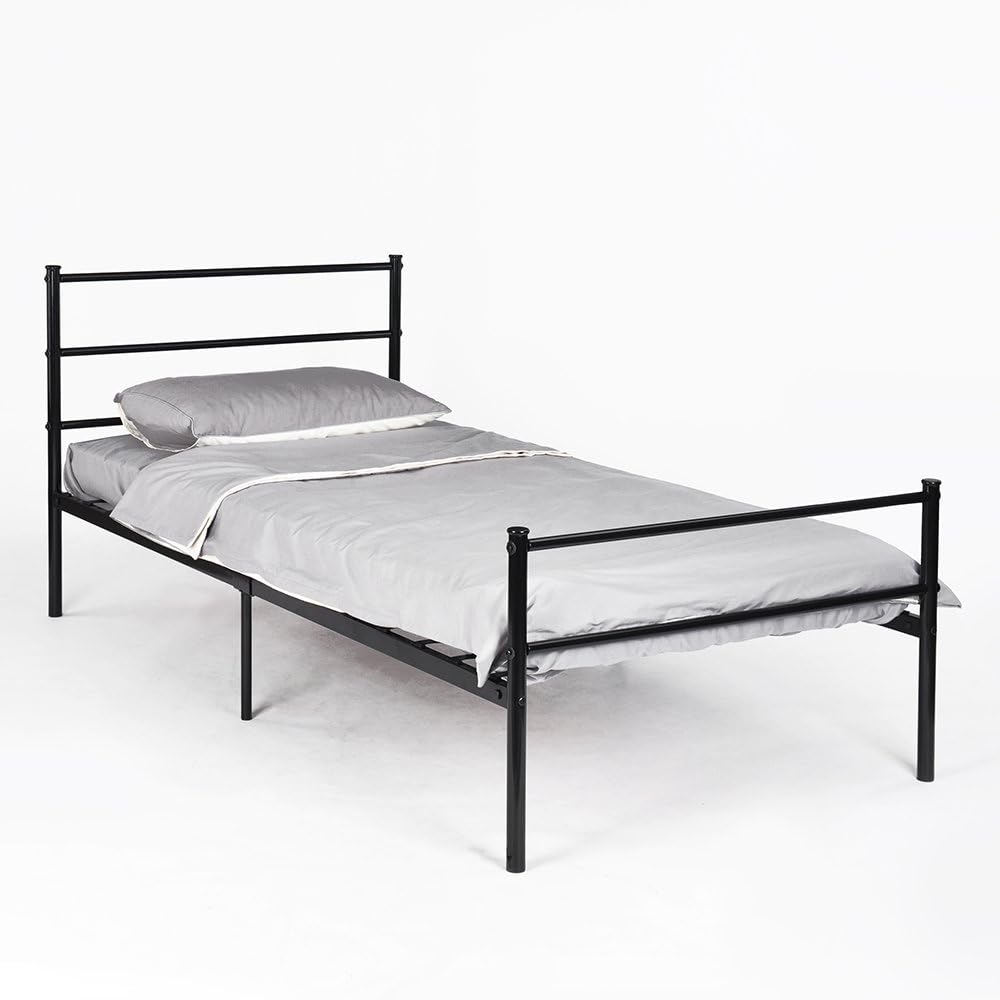DORAFAIR Modern Design 3ft Single Metal Bed Frame with Strong Headboard