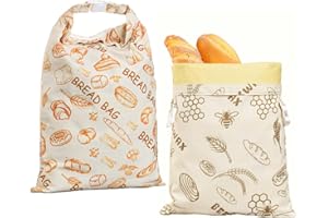 IcosaMro Beeswax bread bags for homemade bread, 17"×12.5" Reusable Bag for Freezer & Refrigerator, Natural Beeswax-Lined Cott