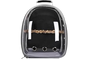 Jauarta Bird Traval Carrier Cage, Clear Space Capsule Astronaut Backpack to Carry Parakeet Cockatiel, Vet Transport School Ba