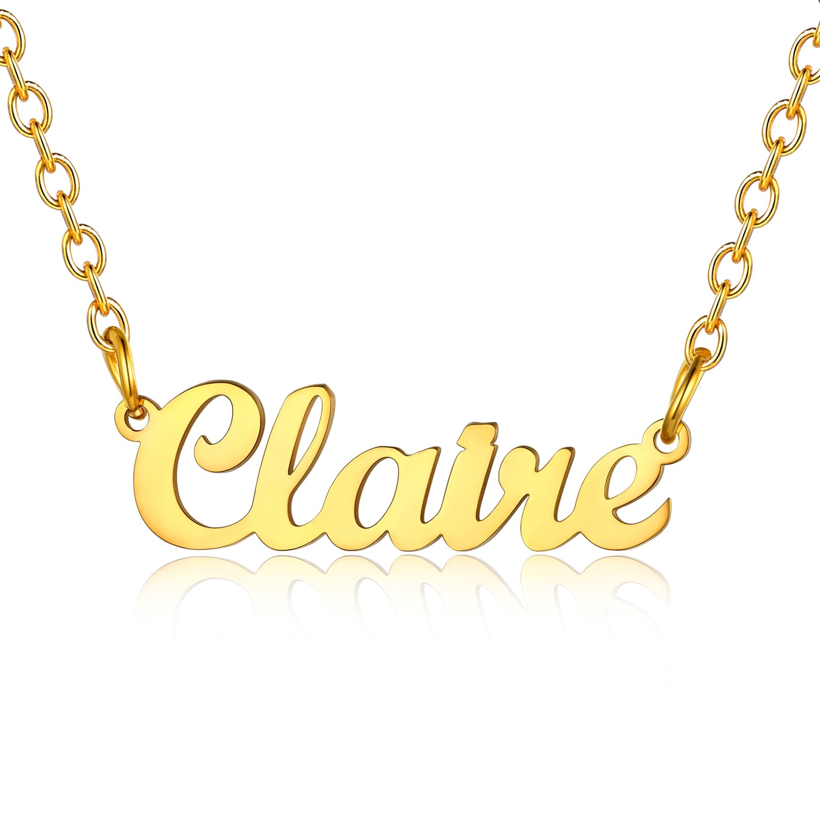 Gold Pendant Name Claire Necklace For Women Jewellery Custom Necklaces