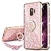 VEGO Galaxy S9 Case Glitter Bling Rhinestone Diamond Case with with Ring Stand Kickstand Rhinestone Bumper for Women Girls Sparkly Luxury Slim Soft Protective Case for Samsung Galaxy S9 (Rose Gold)
