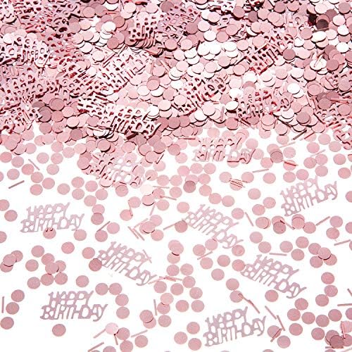 EMAAN Happy Birthday Metallic Foil Confetti Rose Gold Birthday Confetti Sequins, Decorative Table, Light Up Your Birthday Party (Rose Gold)