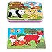 Kids puzzles for toddlers 3 years, 4 in 1 Wooden Jigsaw Puzzles with a Storage Box (Forest Animals)