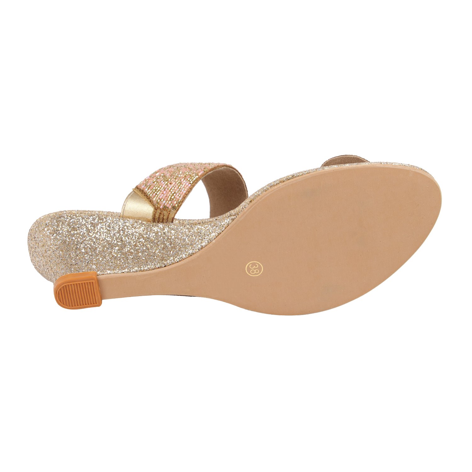 catwalk rose golden slip-on sandals for women's