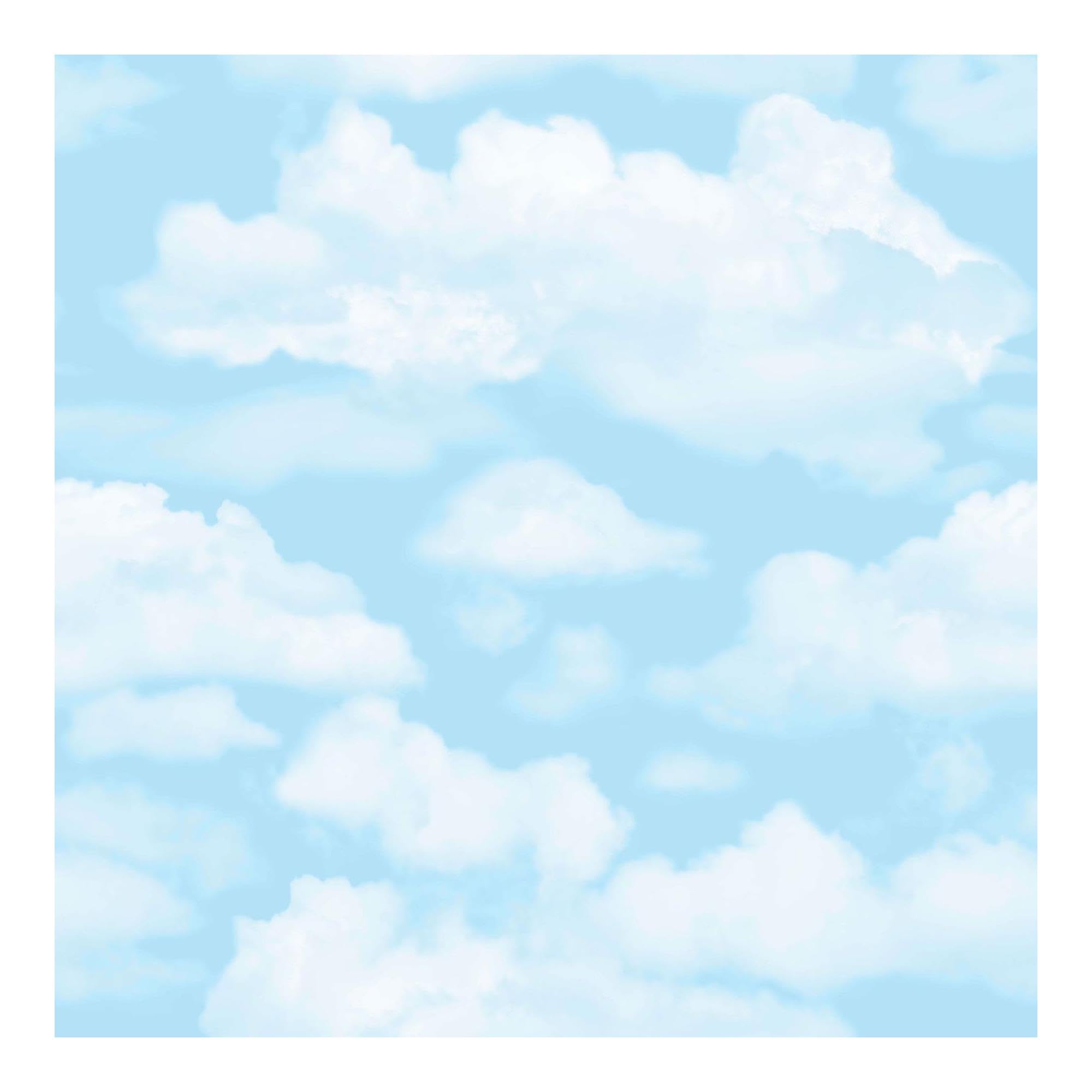 Fresco Cloud Nine Sky Print Clouds Wallpaper | Blue Novelty Wallcovering | Eco-Friendly Wallpaper