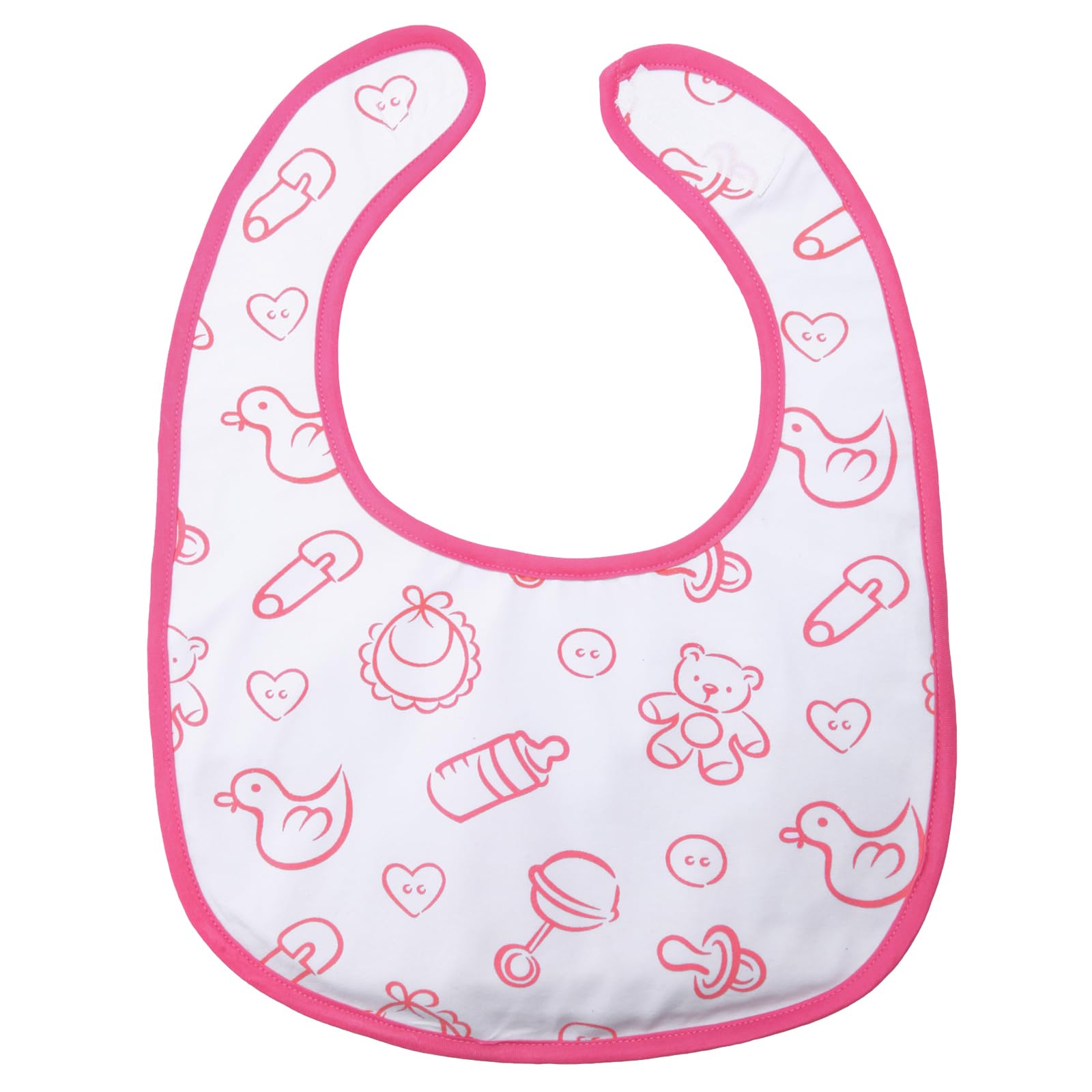 LittleForBig Cotton Waterproof Printed Adult Bib with Adjustable Hook-and-Loop Fastener Closure - Nursery Pink Adult Bib