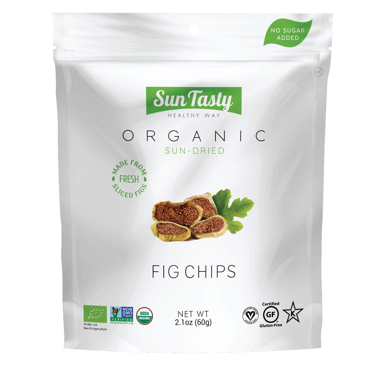 Sun Tasty Organic Fig Chips, Vegan, GlutenFree, Fresh Sliced SunDried