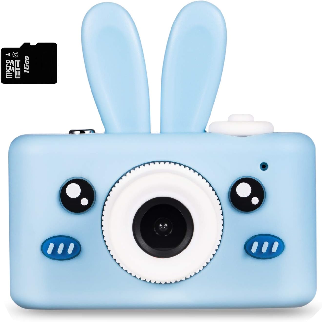 Deeteck Kids Digital Camera,Outdoor Toys for 4-8 Year Old Boys Girls,Shockproof Toddlers Cameras,Rechargeable Mini Video Camcorders,Gifts for Child with Cute Rabbit Cover & 16GB Memory Card (Blue)